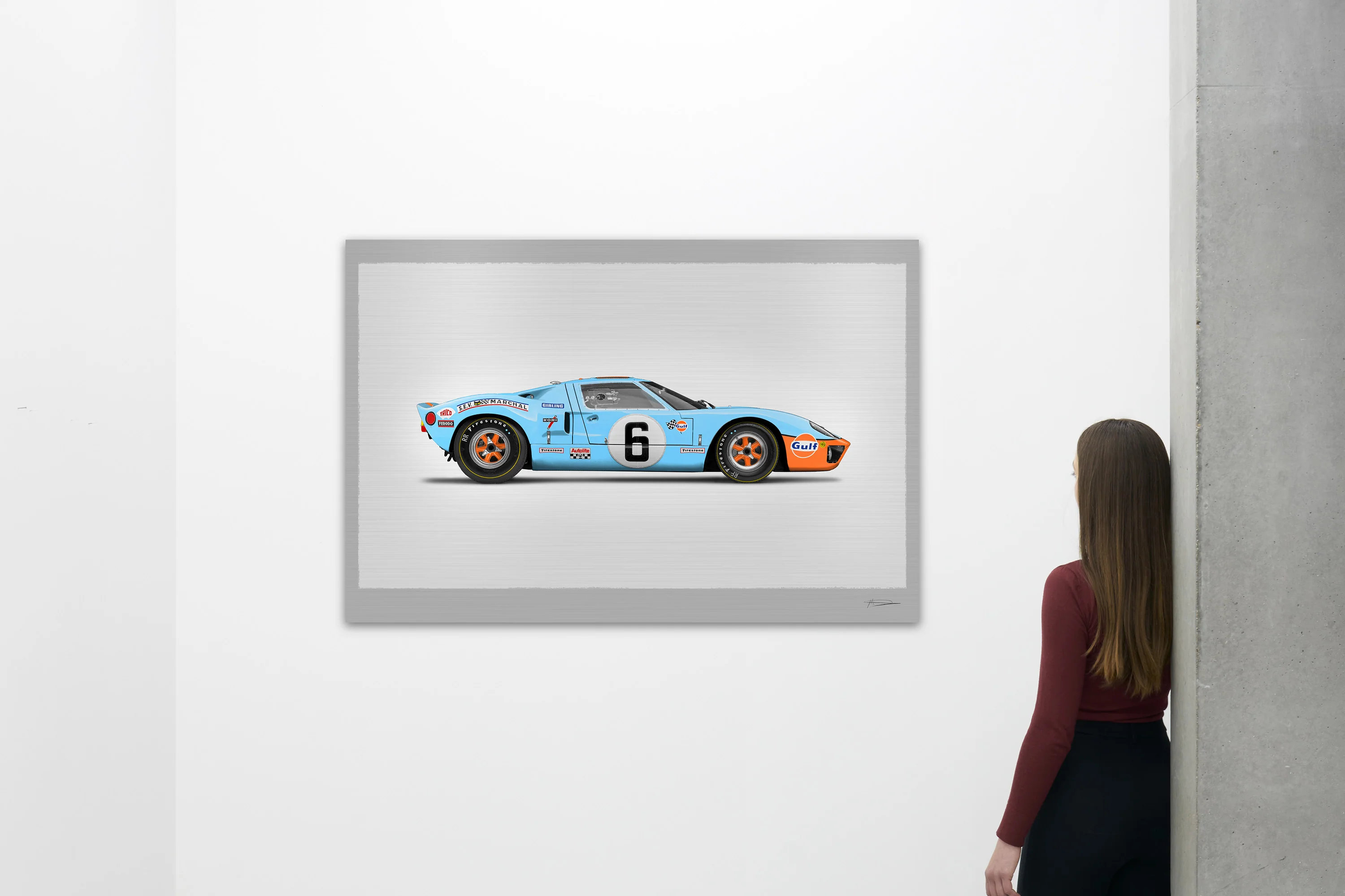 Ford GT40 - 150cm Half Tone Flat Bed Print - Side View - Image 2