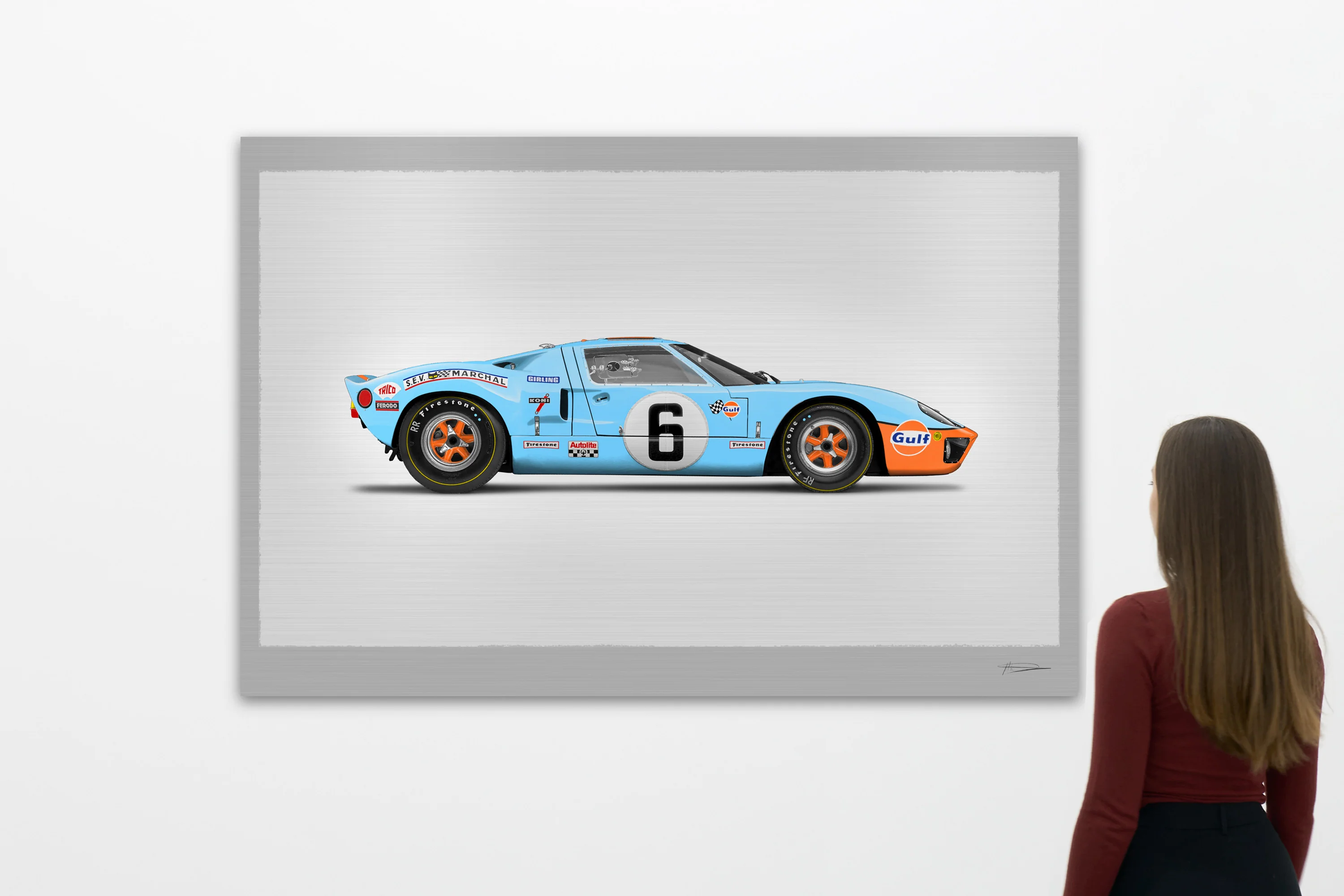 Ford GT40 - 150cm Half Tone Flat Bed Print - Side View - Image 3