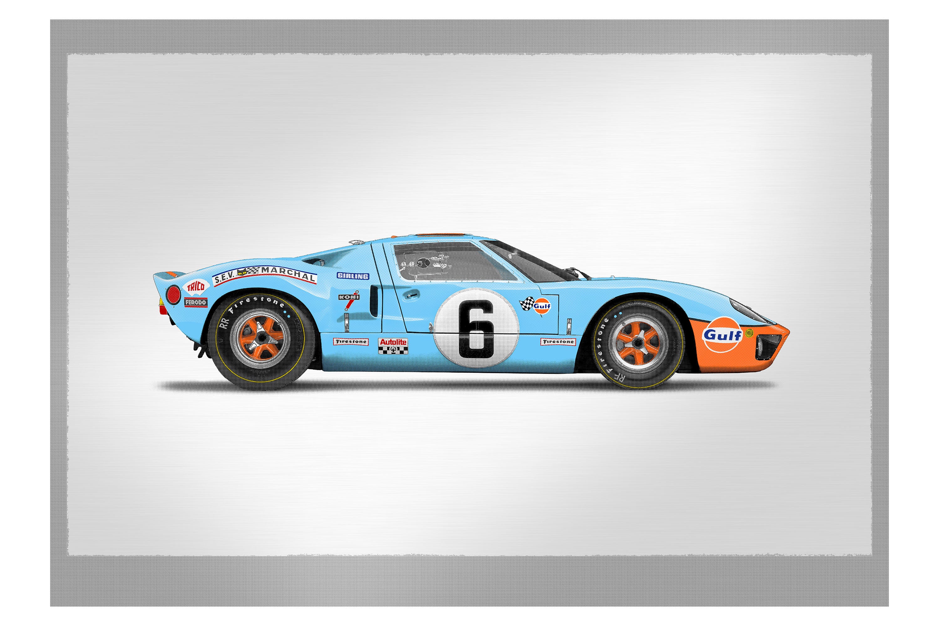 Ford GT40 - 150cm Half Tone Flat Bed Print - Side View - Image 4