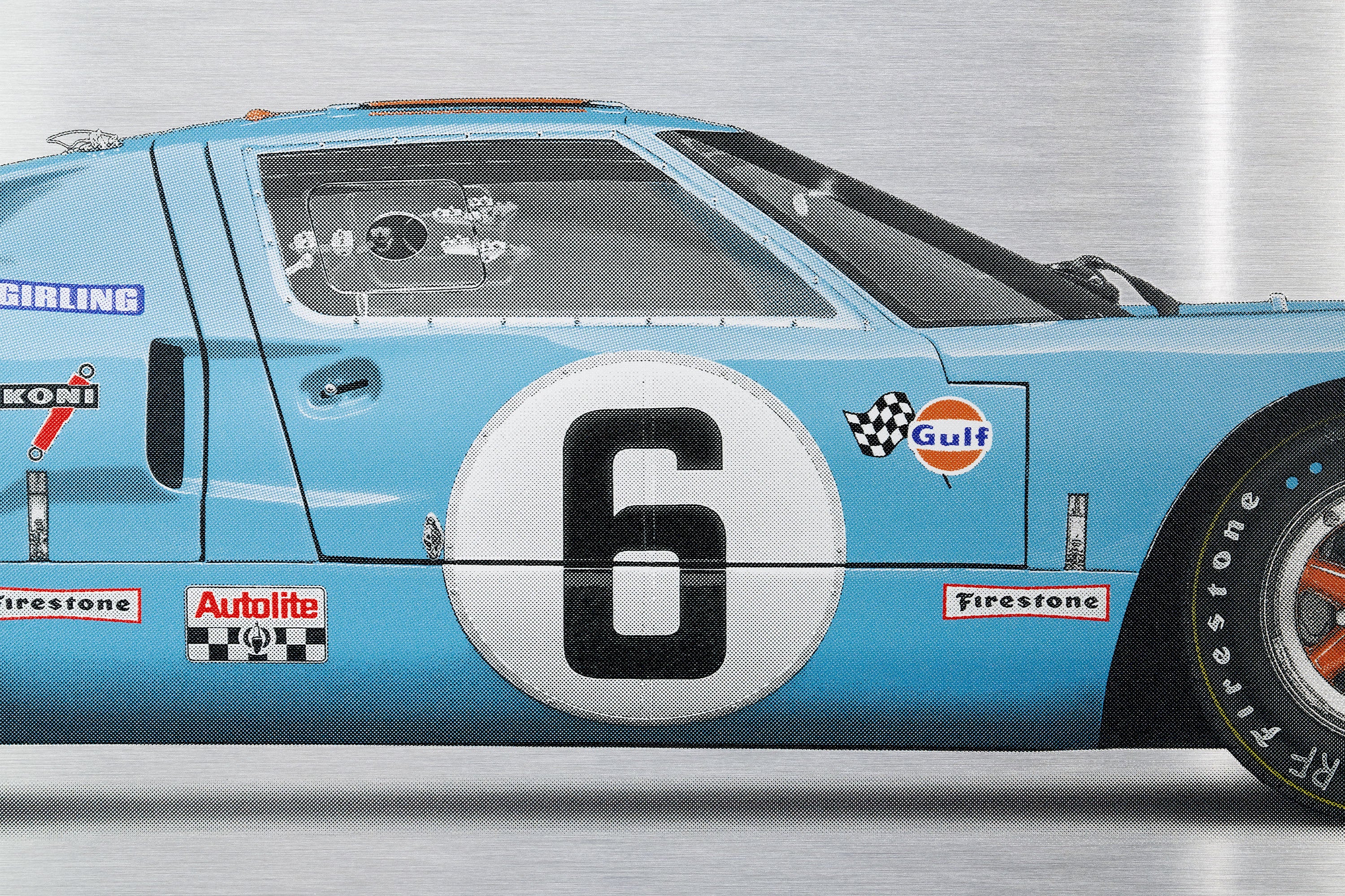 Ford GT40 - 150cm Half Tone Flat Bed Print - Side View - Image 8