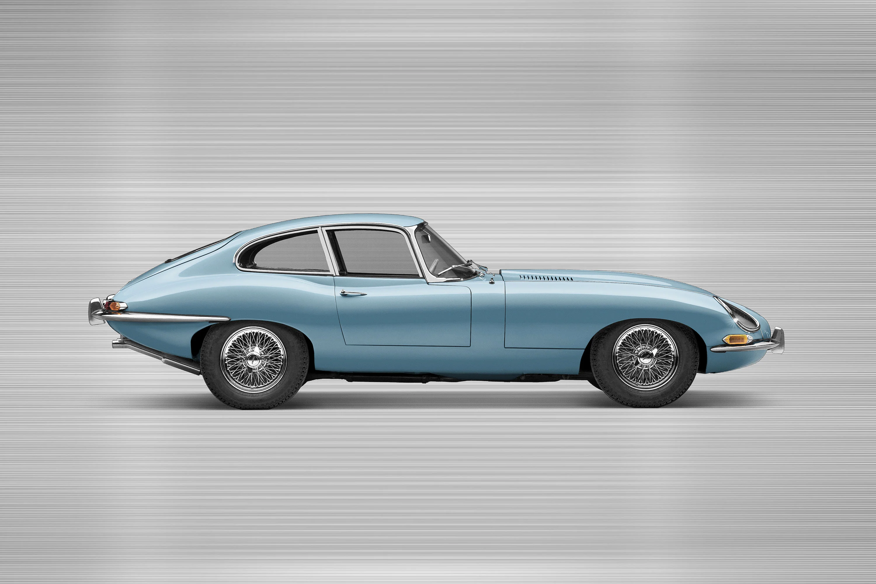 Jaguar E-type Series 1 Coupe - 85cm Half Tone Flat Bed Print - Side View - Image 2