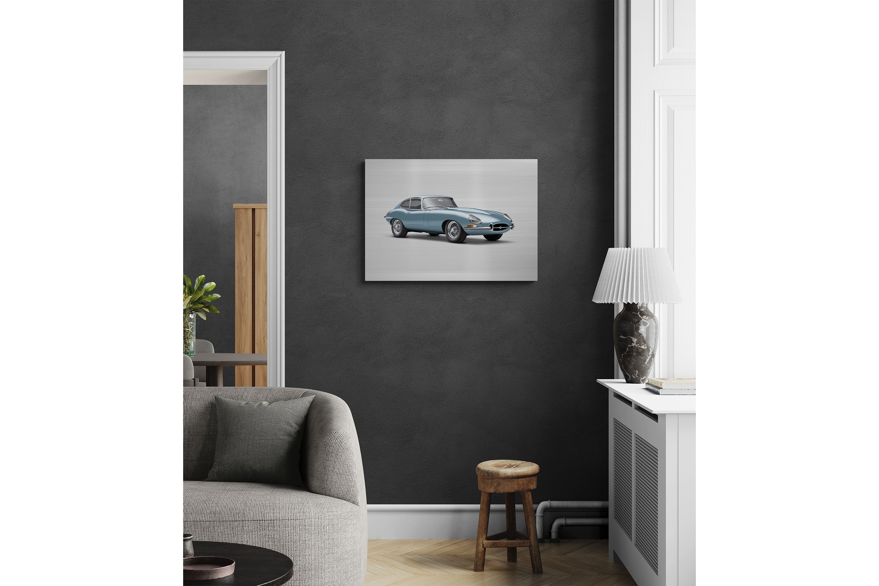 Jaguar E-type Series 1 Coupe - 85cm Half Tone Flat Bed Print - Three Quarter View - Image 5