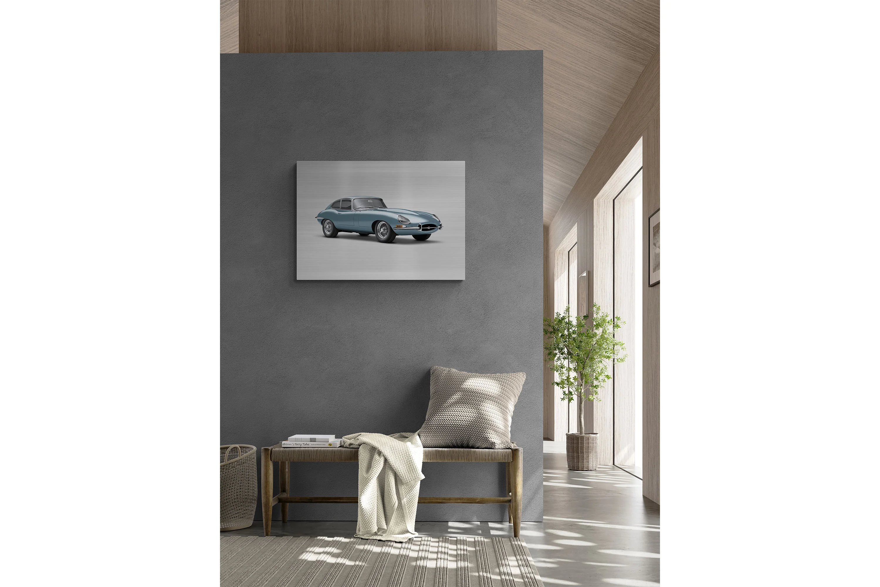 Jaguar E-type Series 1 Coupe - 85cm Half Tone Flat Bed Print - Three Quarter View - Image 7